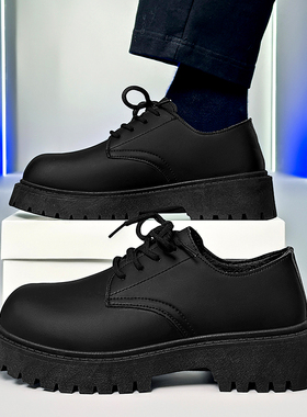 皮鞋男款秋冬2025新款男士工作休闲增高正装英伦风黑色大头德比鞋