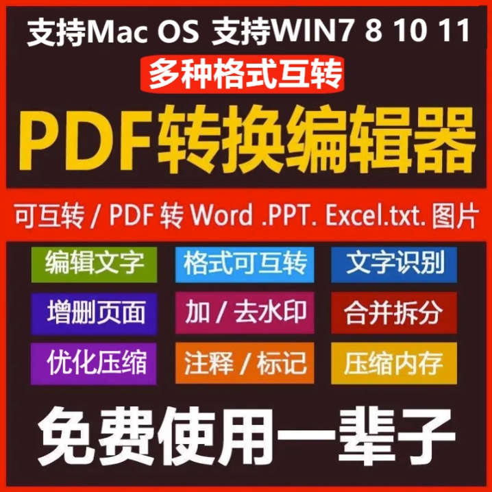 PDF编辑器Word转PDF软件互转图片转换pdf修改拆分合并加密阅读