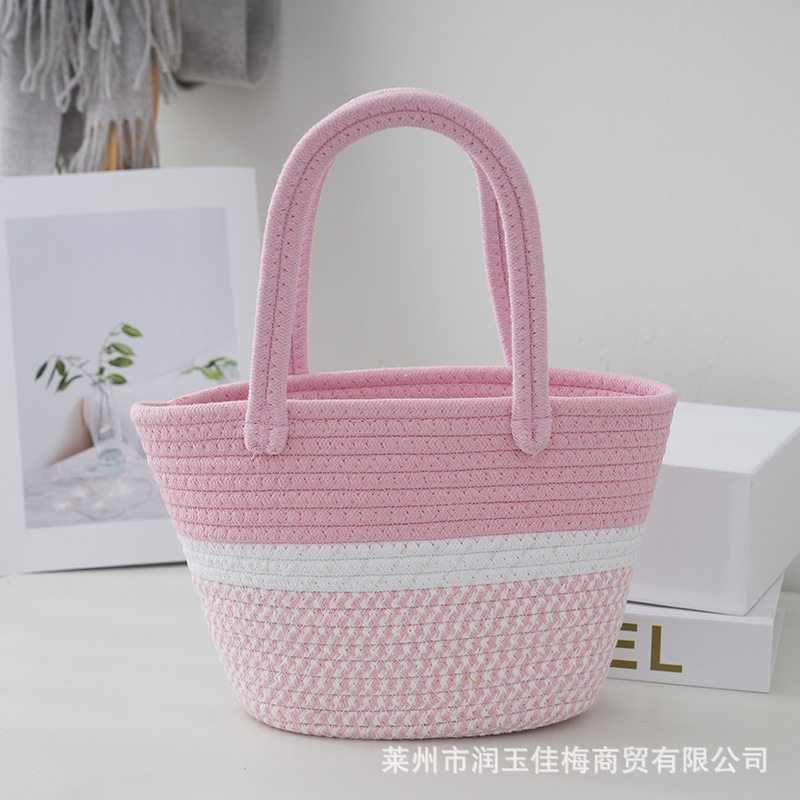 小清新棉绳编制女士手提