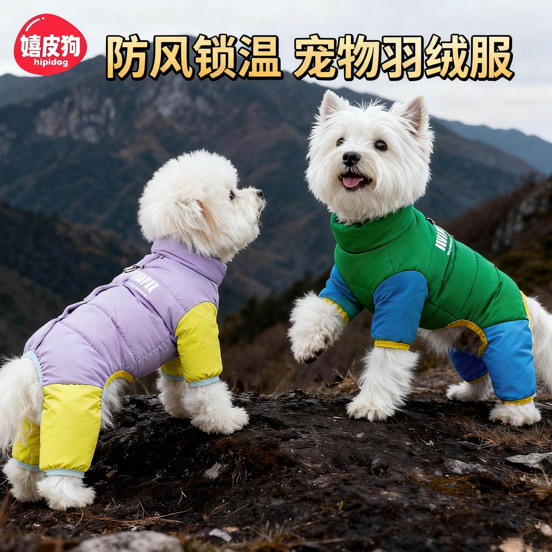 狗狗衣服白鸭绒秋冬季防