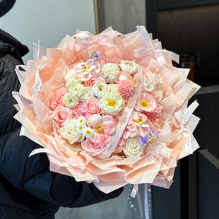 粉玫瑰超大仿真香皂花束永生高级感生日惊喜表白情人节礼物女生