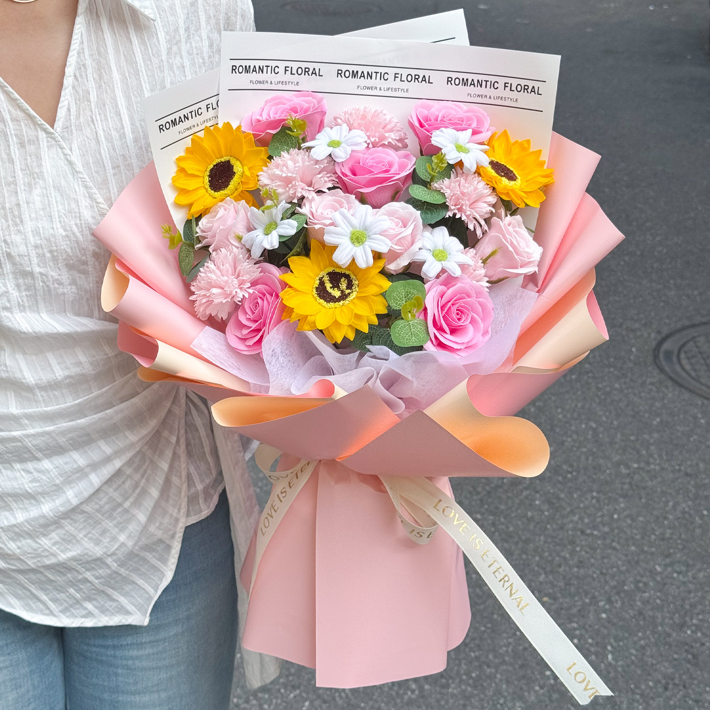 创意玫瑰向日葵香皂混搭仿真大花束情人节生日礼物送女友闺蜜惊喜