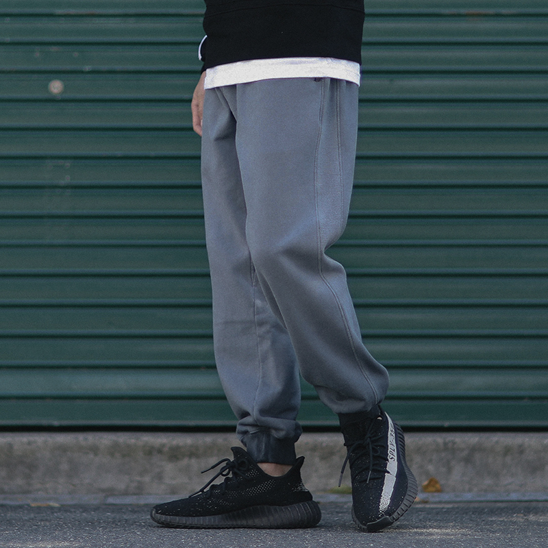 水洗染色针织卫裤加厚加绒束脚裤