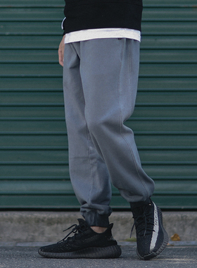 PSO Brand 水洗染色针织卫裤情侣宽松加厚加绒束脚裤运动裤长裤男