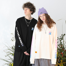 PCMY联名SSURPLUS 刷漆渐变色长袖男女情侣休闲宽松圆领打底衫T恤