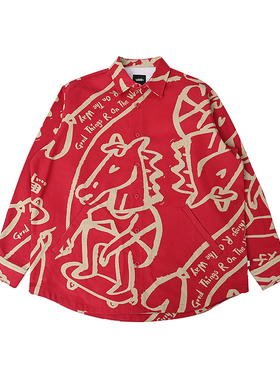 VANS范斯新款男子运动休闲夹克翻领红色百搭潮流衬衫VN000X2V14A