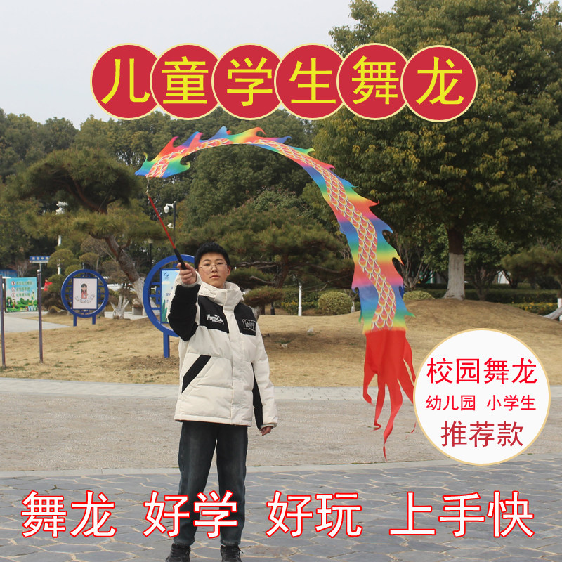 健身甩龙舞龙彩带儿童成人舞飘带舞龙甩龙校园舞龙学生舞龙