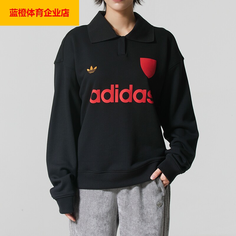阿迪达斯三叶草连帽卫衣女2025冬季新款运动服宽松套头衫潮JY3527