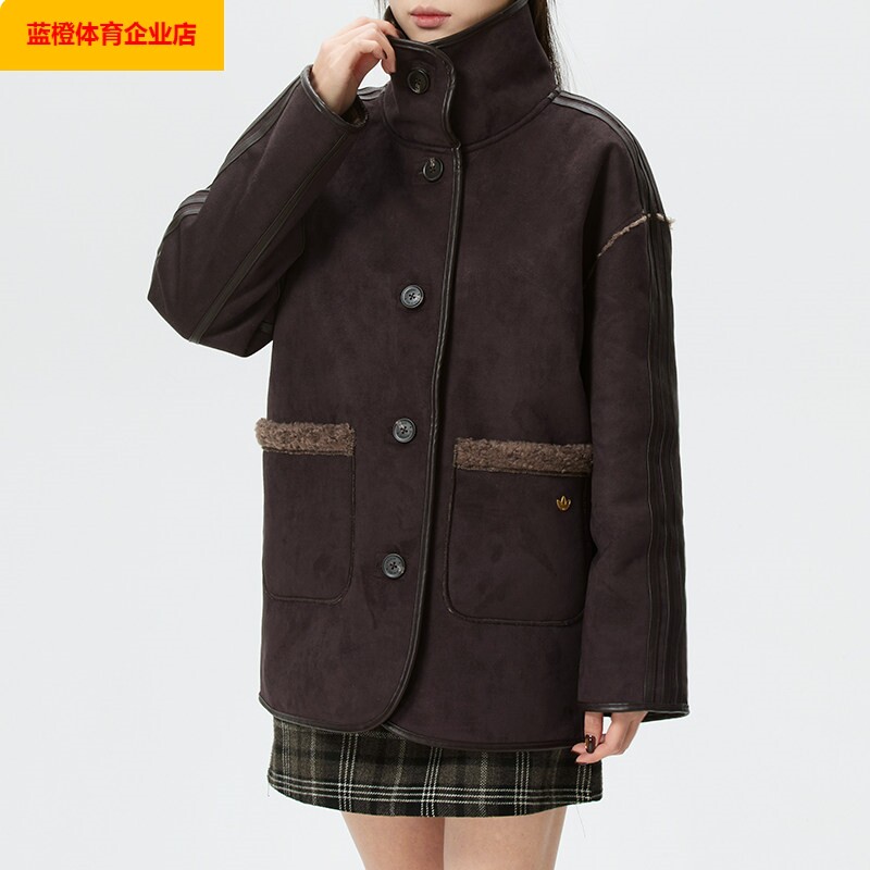 阿迪达斯三叶草外套女装2026新款运动服摇粒绒双面穿夹克KT3146