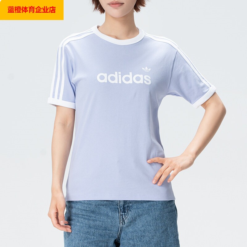 阿迪达斯三叶草女子夏运动服半截袖休闲短袖T恤HZ9543