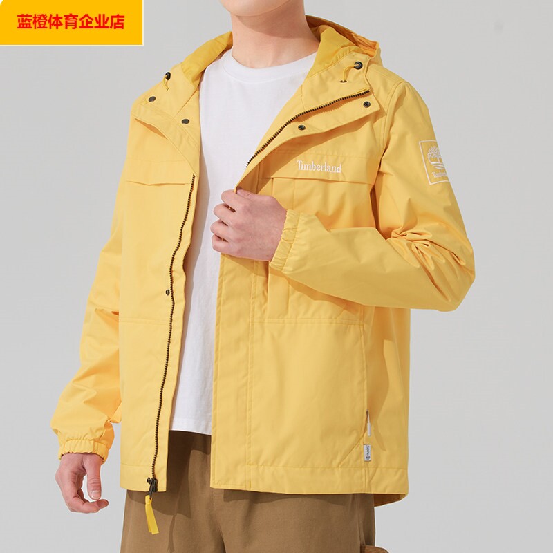 Timberland黄休闲外套男夏季新款户外防风运动服连帽夹克A695WEG4