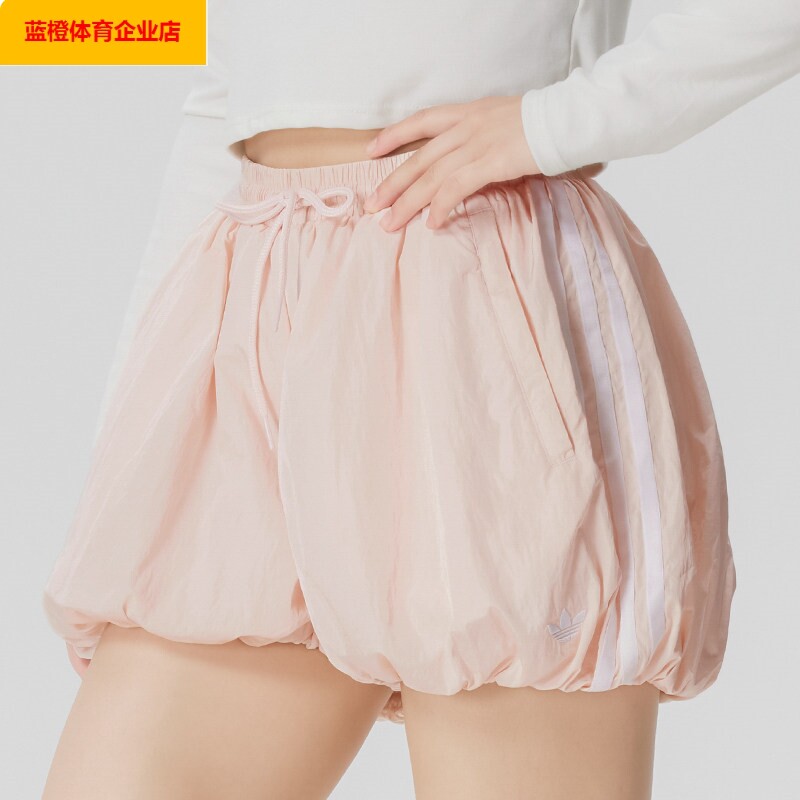 阿迪达斯三叶草裤子女裤2026夏季新款灯笼裤短裤休闲裤KY5069 - 实物图
