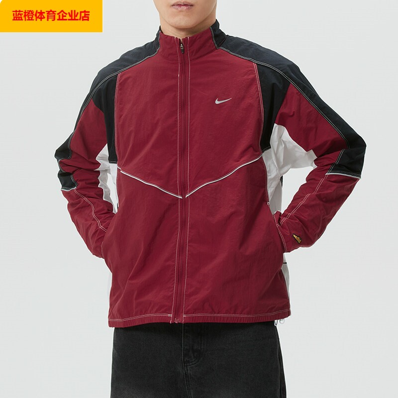 NIKE男装训练跑步运动覅户外上衣拼接宽松立领夹克外套IF2029