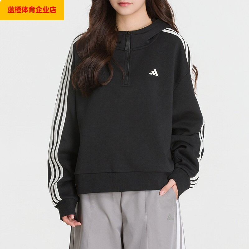 正品女士半拉链休闲连帽卫