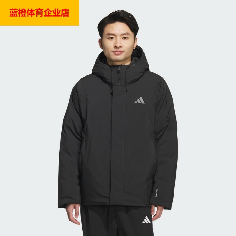 阿迪达斯男装户外运动服保暖上衣休闲连帽羽绒服外套KC2509