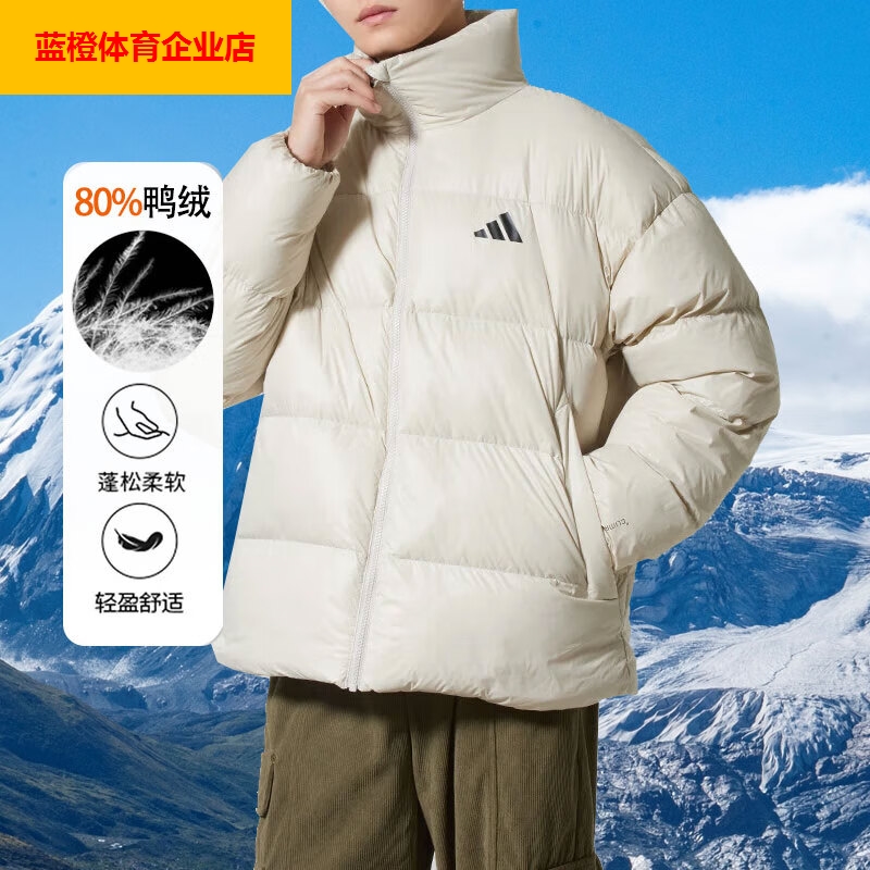 阿迪达斯羽绒服男装2025冬季新款运动户外防风保暖面包服KQ5498