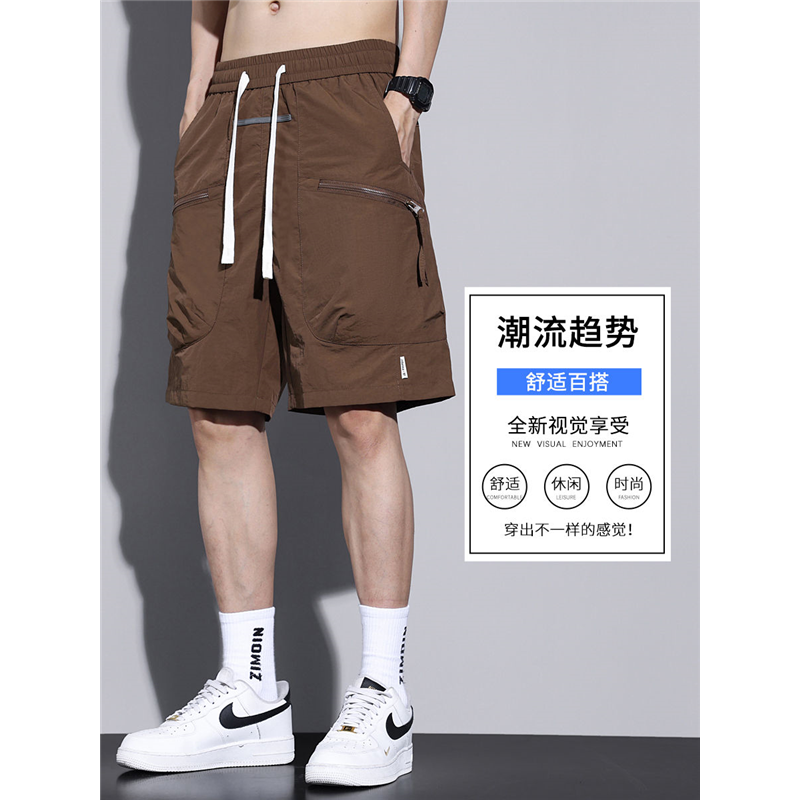 余文乐工装短裤男潮牌外穿美式运动夏季薄款冰丝男士休闲五分中裤