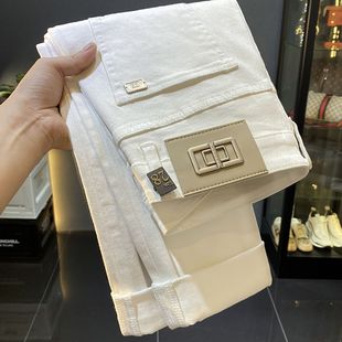 小脚长裤 九分白色休闲牛仔裤 潮流痞帅百搭修身 2024春夏新款 子 男士