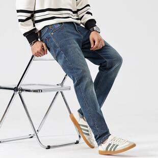 美式直筒牛仔裤男款秋冬2024新款轻奢名牌欧版高端修身九分小脚裤