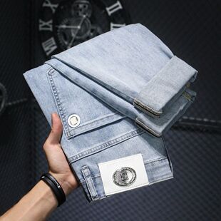 男士 九分牛仔裤 显高瘦休闲2024新款 修身 子 夏季 小脚痞帅百搭裤 薄款