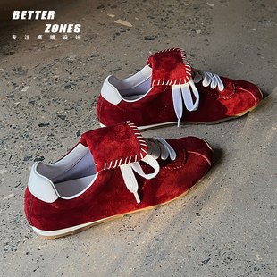 运动休闲鞋 Better 系带翻盖柔软平底德训鞋 真皮时尚 女 舒适小羊皮