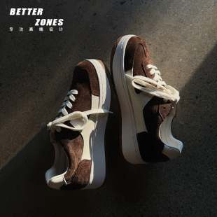 女休闲鞋 隐形增高6.5cm意大利反绒厚底系带德训鞋 Q弹零压 Better