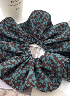 燃彩墨绿色小碎花发圈女2025新款高级感肥肠肠圈气质扎发头绳头花