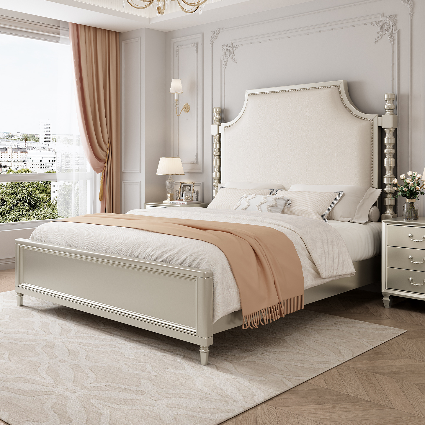 【头层牛皮】美式ART冰柱大床