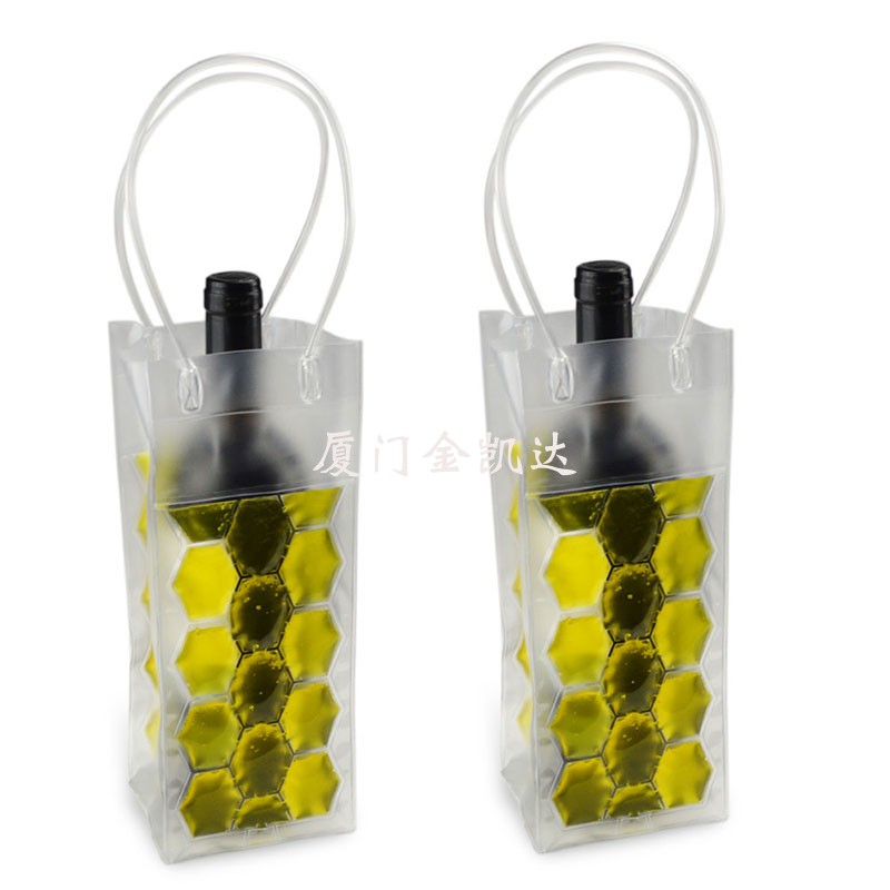 透明PVC酒袋冰镇葡萄酒手提袋图片