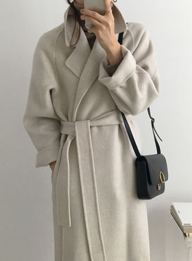宽松中长款毛呢外套大衣女
