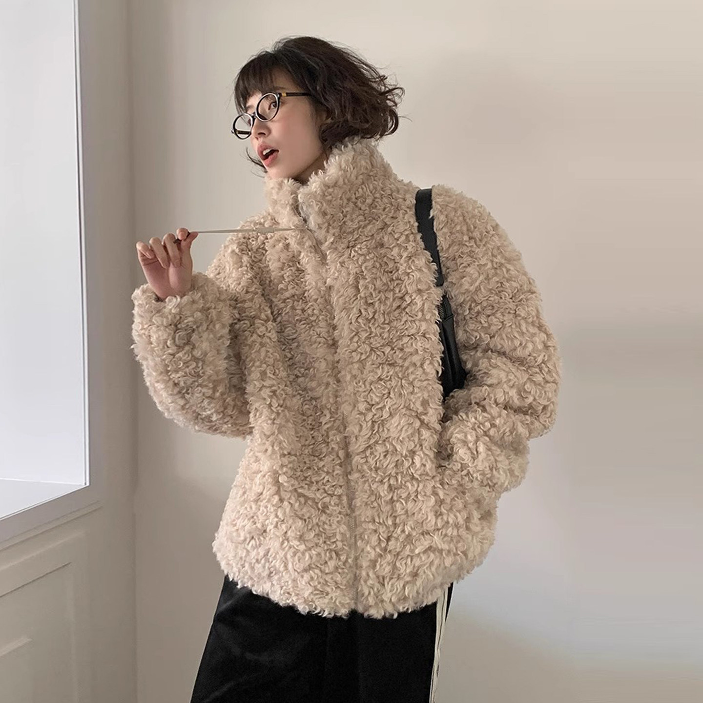 小众百搭泰迪熊毛绒绒羊羔毛外套