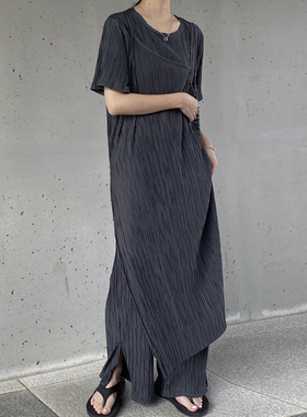 韩国chic小众设计感假两件+连衣裙