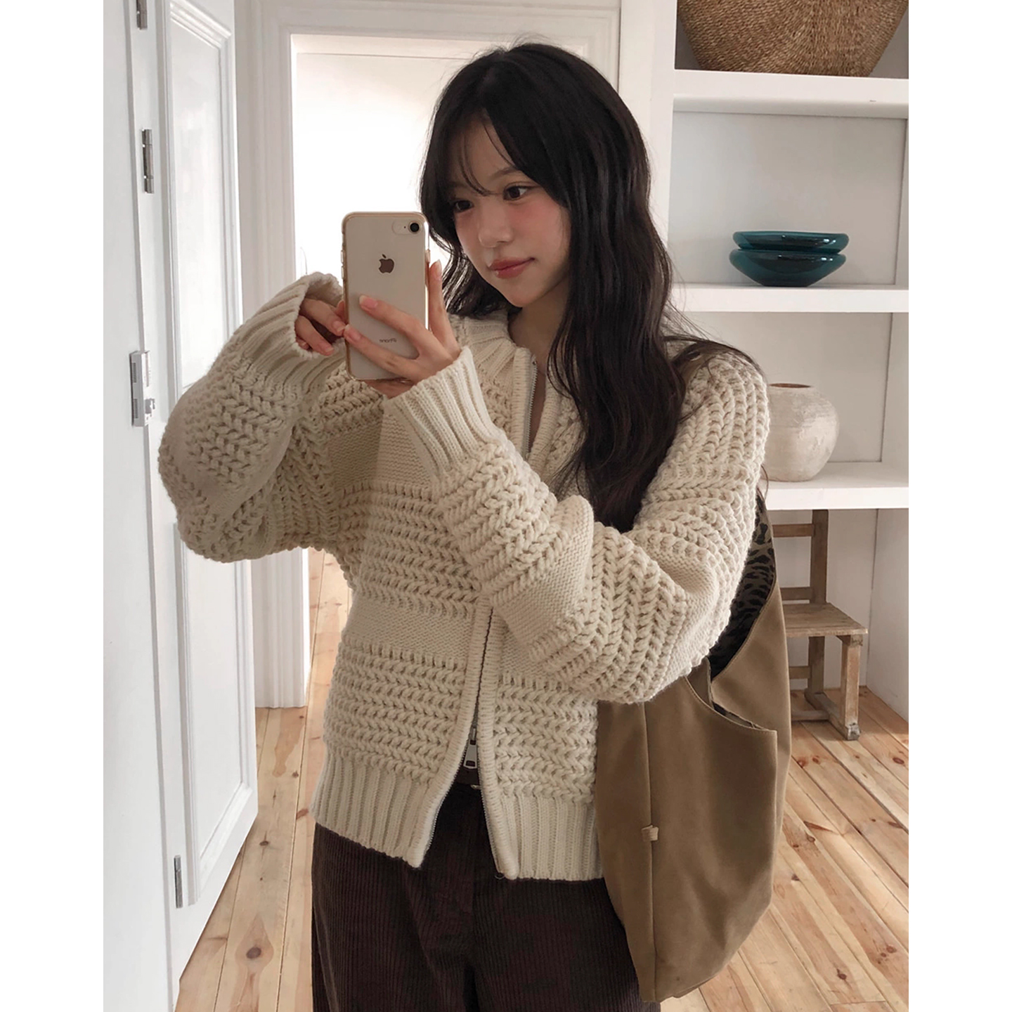 设计感小众重工编织粗针毛衣外套