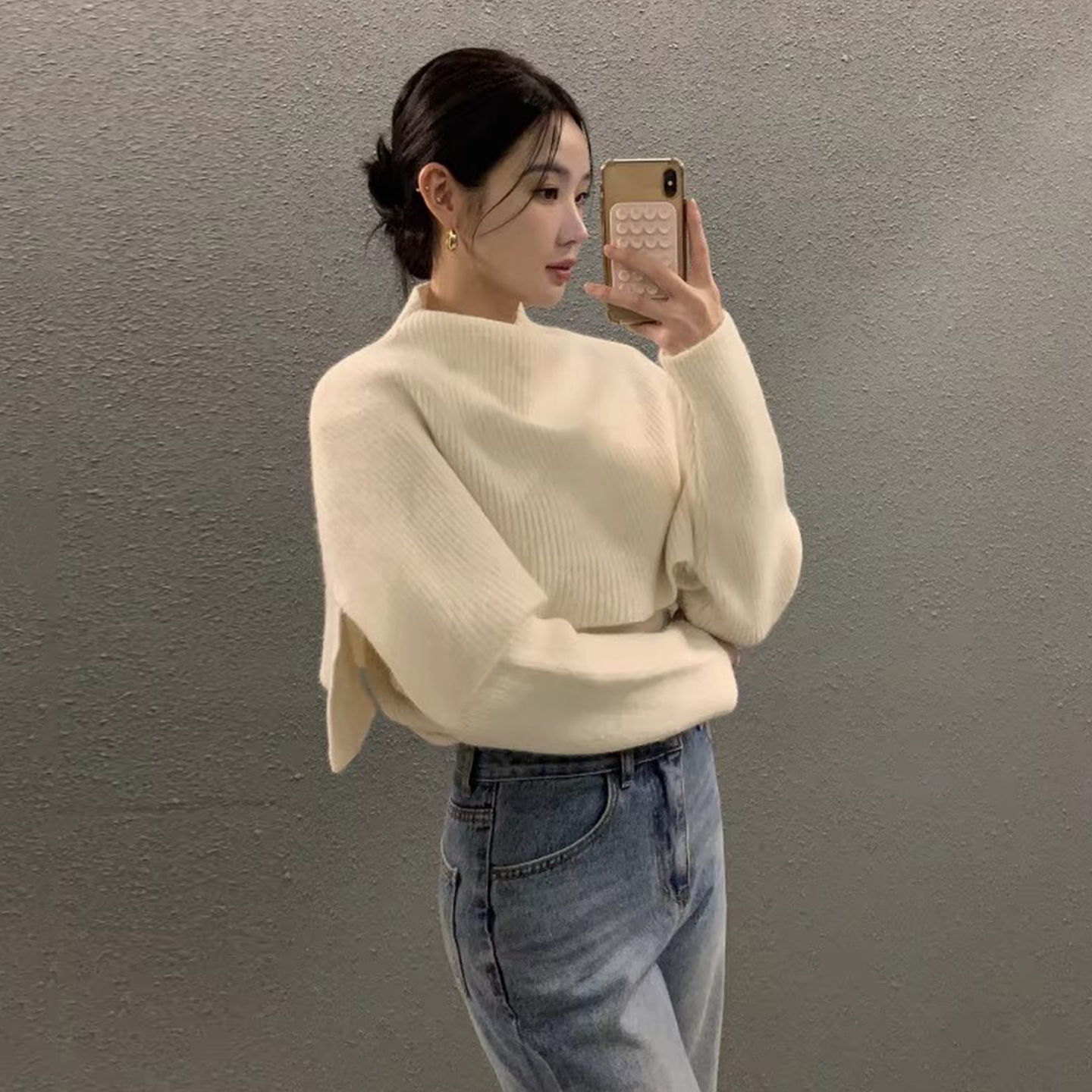 软糯打底针织衫+斗篷披肩毛衣