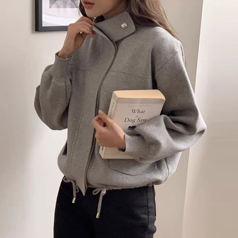 韩国chic秋冬复古气质高领抽绳下摆双口袋百搭羊绒针织开衫外套女,女装/女士精品,毛针织衫,淘宝优惠券,粉丝福利购,淘宝优惠卷