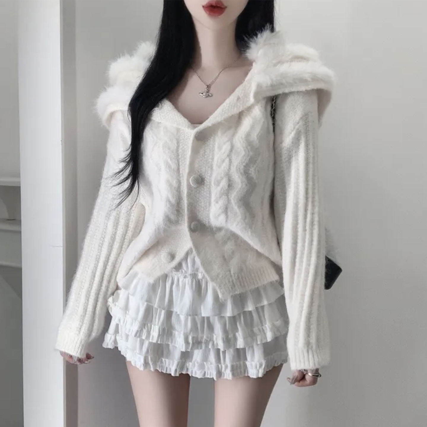 高级感海军领毛衣外套女