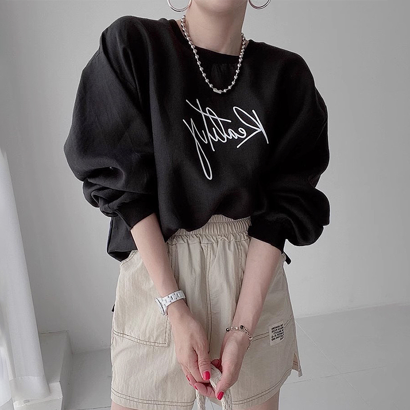 秋季复宽松百搭字母印花长袖卫衣