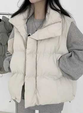 大口袋宽松休闲羽绒棉服马甲外套