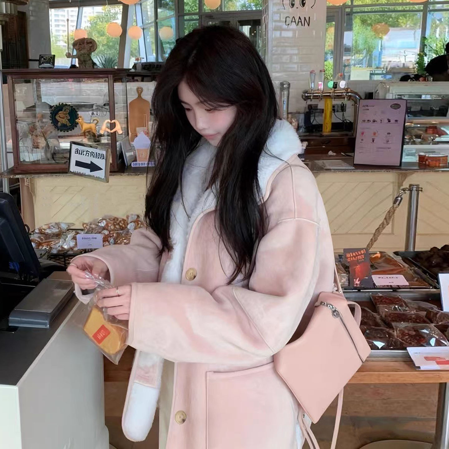 甜美减龄双面穿皮毛一体棉服外套