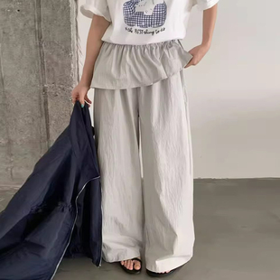 新款 良良家 设计感不规则系带屁帘高腰休闲裤 女夏季 百搭显瘦长裤