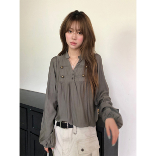 良良家宫廷风拿破仑泡泡袖衬衫女秋季新款设计感褶皱感别致上衣