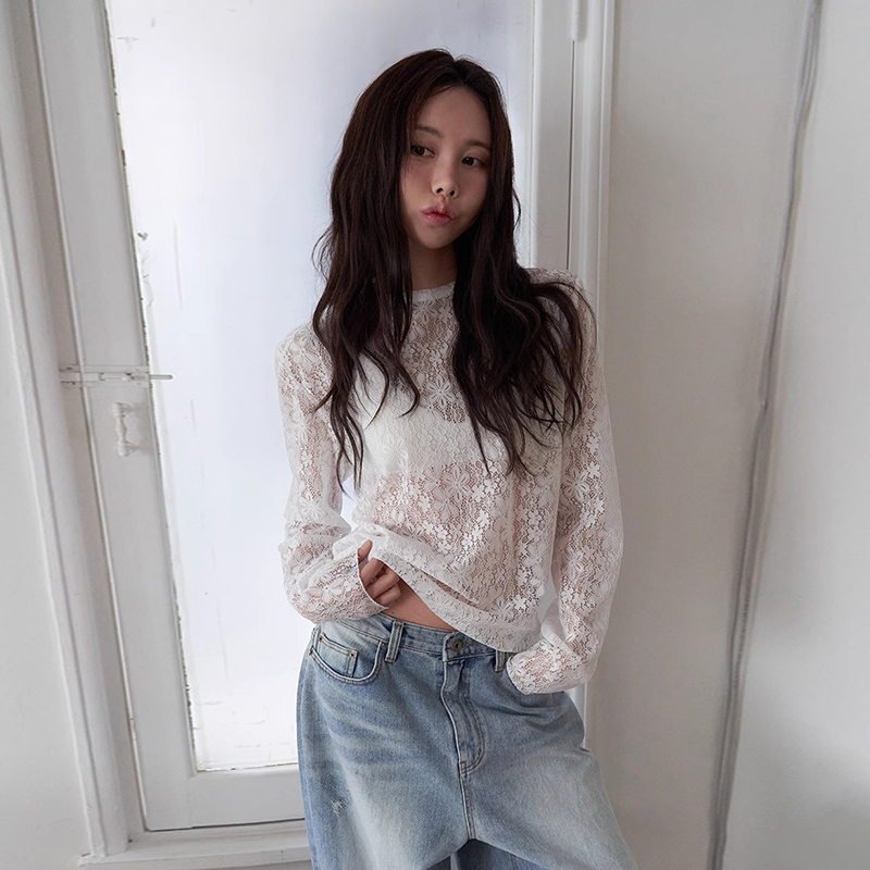 百搭立体钩花薄款防晒蕾丝衫上衣