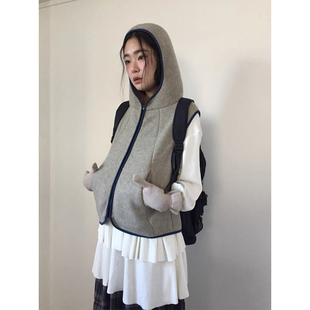 良良家双面摇粒绒连帽马甲外套女2026秋冬新款巨好看叠穿背心上衣