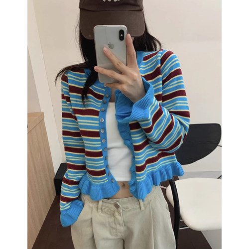 软糯百搭长袖花边针织开衫外套