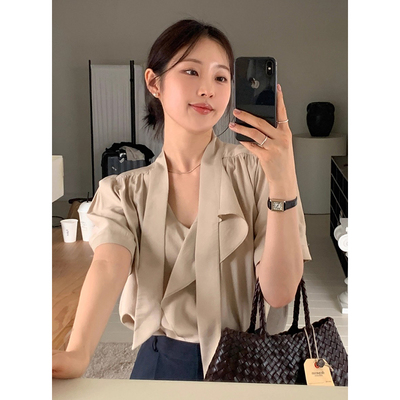 设计感飘带褶皱百搭别致衬衫