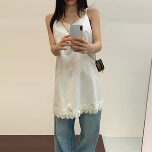 甜美减龄蕾丝拼接吊带连衣裙女早春季新款百搭小个子中长款背心裙