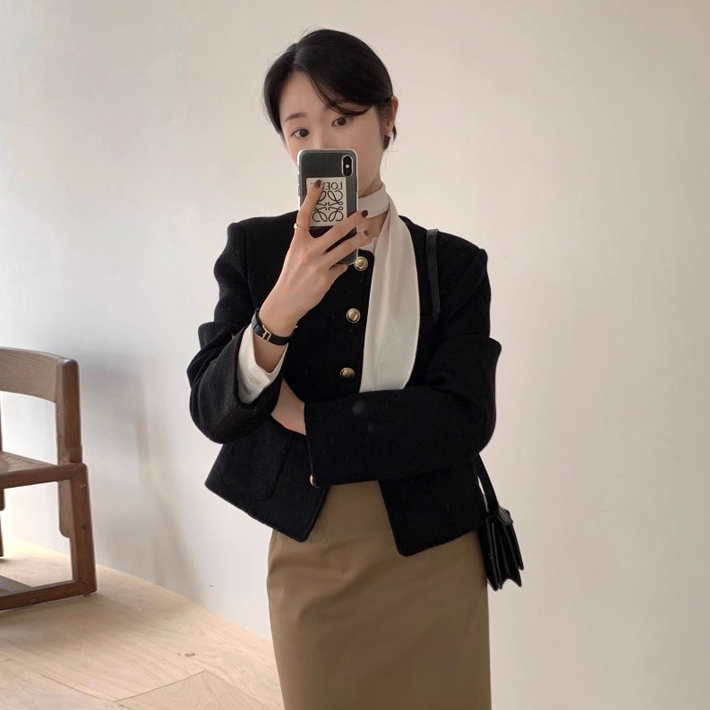 高级感金属单排扣百搭小香风外套
