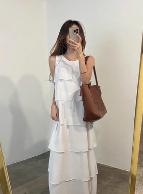 法式度假风背心连衣裙长裙女