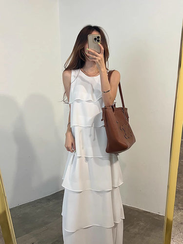 法式度假风背心连衣裙长裙女