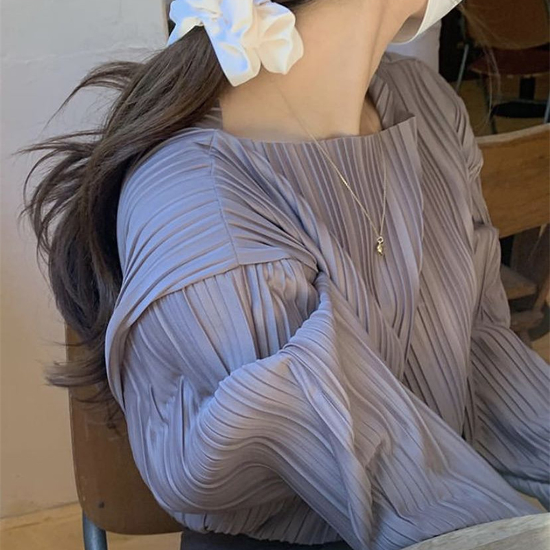 宽松紫罗兰显白长袖衬衫上衣